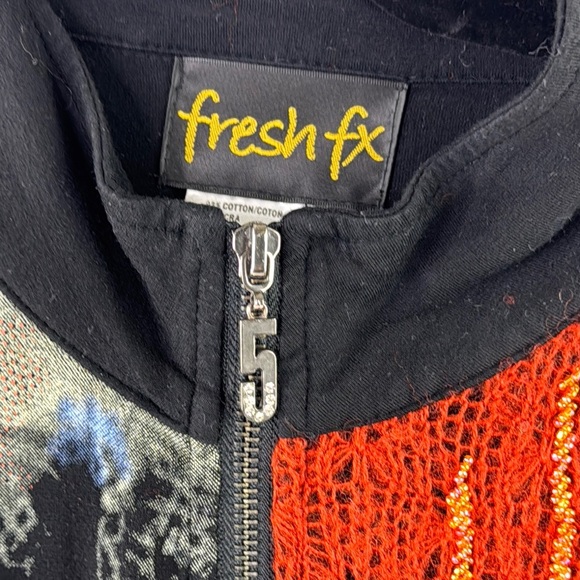 Fresh FX Orange and Black Artistic Graphic Sweater Jacket - Picture 3 of 12
